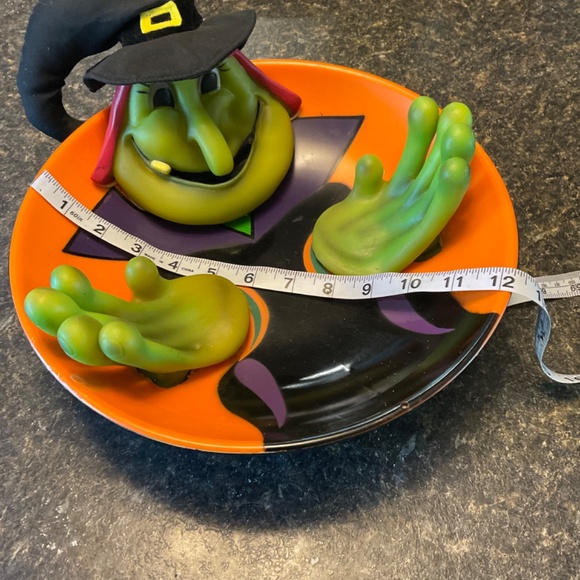 Vintage Gemmy Talking Halloween Candy Bowl Green Witch Motion Activated Dish - Picture 6 of 6